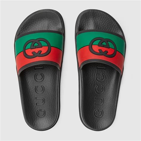 gucci interlocking g rubber slides|gucci rubber platform slides.